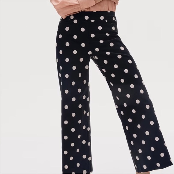 Chicos black patterned so slimming brigitte wide leg cropped pants polka dot 4r - Picture 3 of 8